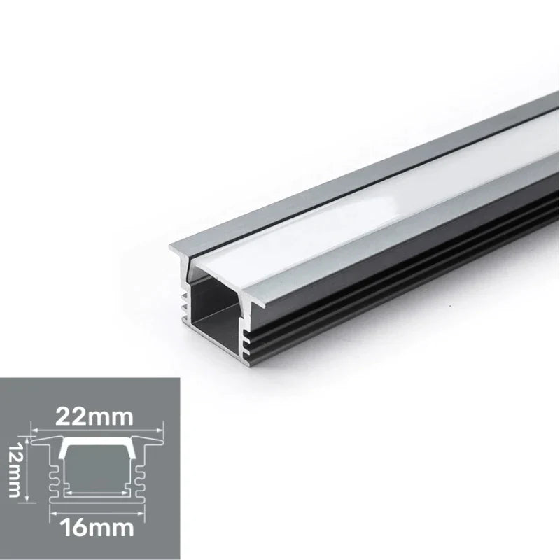Decorbites™ LED Aluminium-Profil Einbauprofil U/YW-Form Versteckter Kanal Milchglasabdeckung Leuchtenschiene