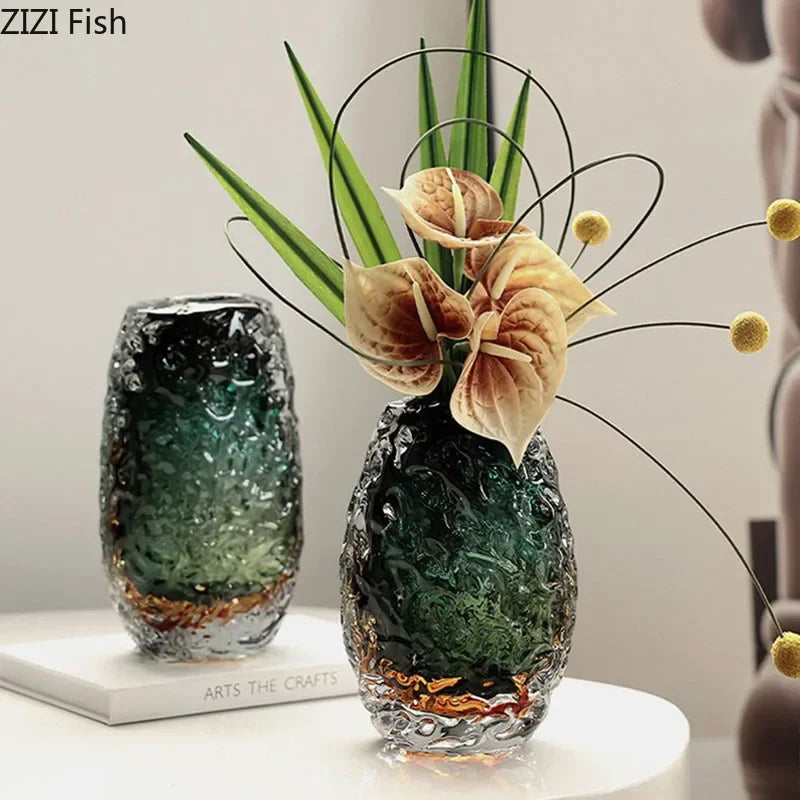 Decorbites™ Deep Green Glass Vase: Elegante Hydroponik-Blüten Tischdekoration
