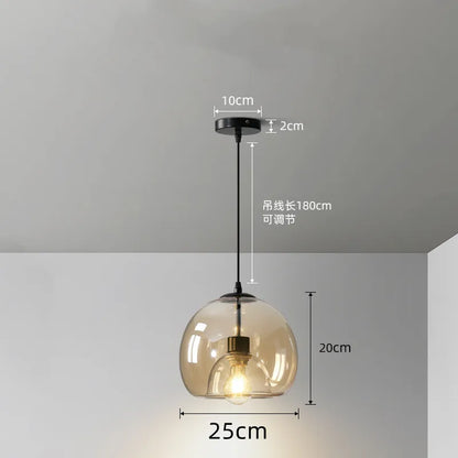 Nordic Smoke Gray Glass Pendant Light Chandelier