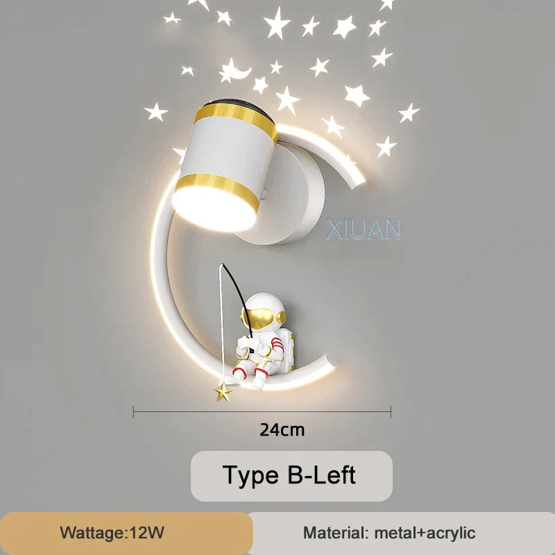 DecorBites™ Astronaut Wall Lamp: Gold White Black Bedroom Decor Resin Wall Mount Light