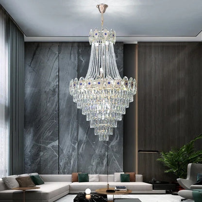 Decorbites™ Gold Runder Kronleuchter Dimmbare LED-Treppenlichter Luxus-Hängeleuchte