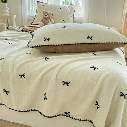 DecorBites™ Cozy Coral Fleece Blanket: Perfect for Dorm, Home, or Sofa