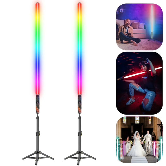 Decorbites™ LED-Leuchtenleiste Stativ-Set: Stimmung1 85 cm RGB Musikmodus für Video-Fotografie-Studio