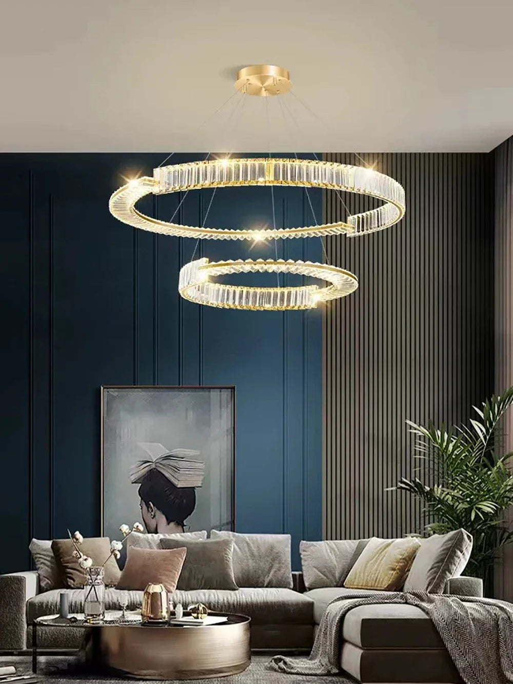 DecorBites™ Crystal Gold Ring LED Chandelier for Minimalist Luxury Home Decor