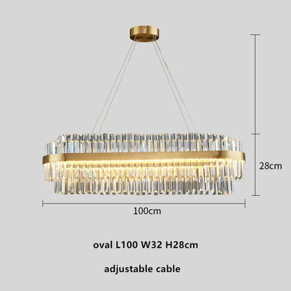 DecorBites™ Gold Metal Crystal Pendant Light - Dimmable LED Hanging Lamp