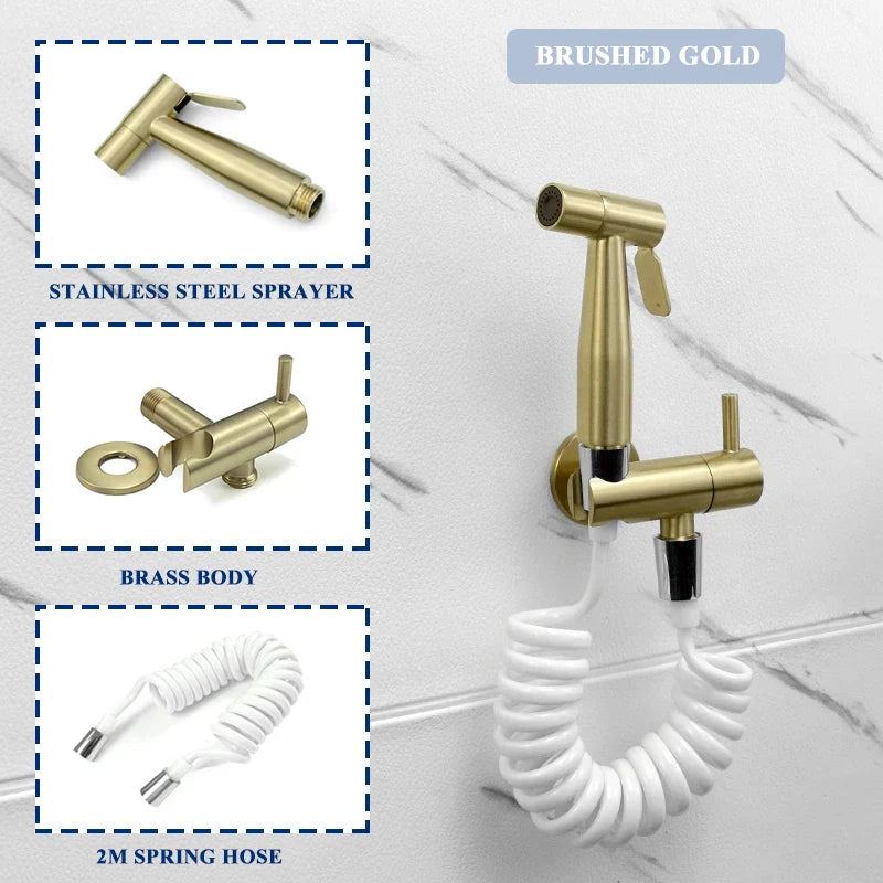 Decorbites™ Gold Bidet Armatur Handbrause Einzelner Kaltwassertapfer Hygienische Toilettendusche