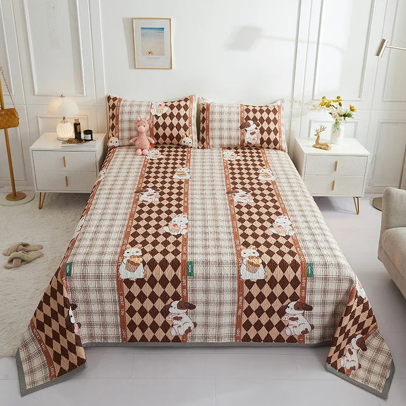 DecorBites™ Cotton Double Bedspread Set with Floral Design for Healthy Home Bed Decor