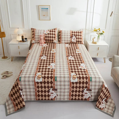 DecorBites™ Cotton Double Bedspread Set with Floral Design for Healthy Home Bed Decor