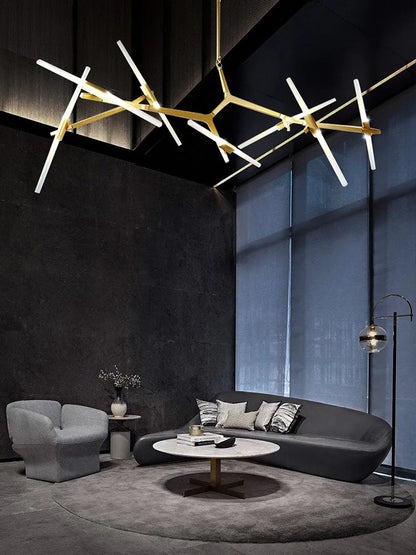Decorbites™ Gold Zweig LED Kronleuchter für Treppenhaus in Duplex-Villa – Moderne Innenbeleuchtung