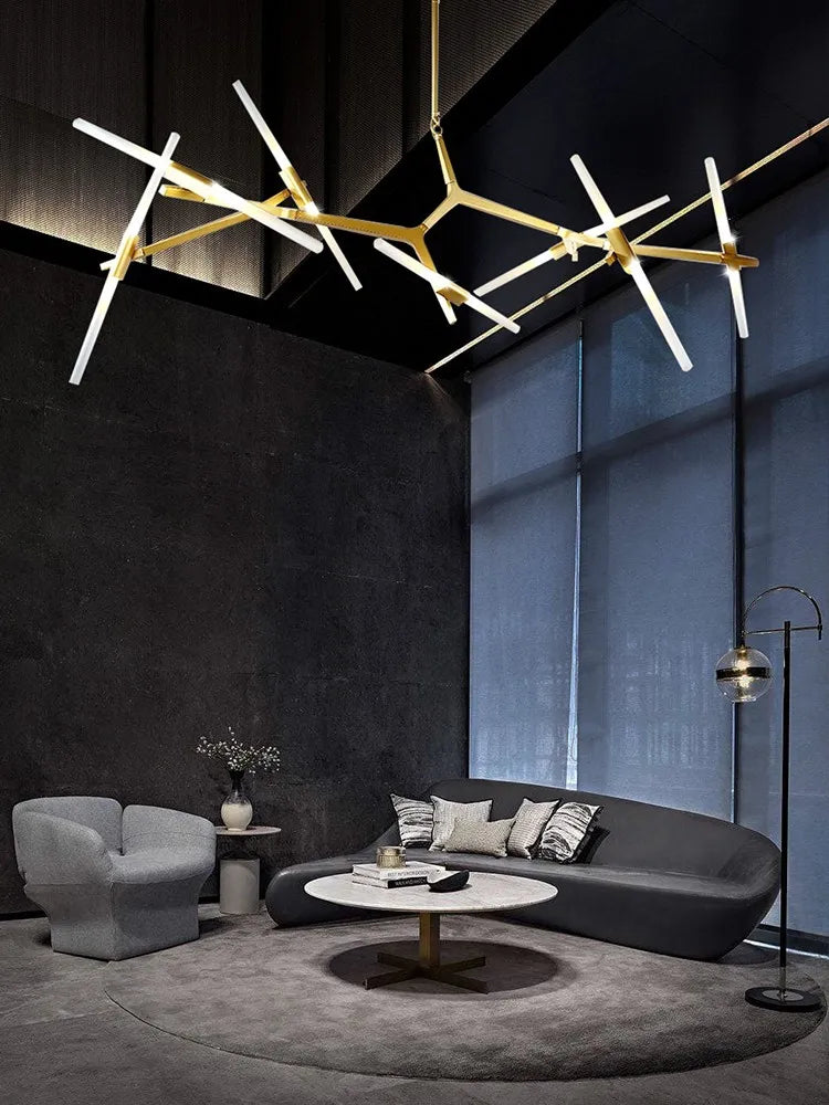 Gold Branch LED Chandelier For Staircase