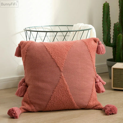 Decorbites™ Gestricktes Senfblau Quasten Kissenbezug für Heim-Sofa-Bett-Dekoration