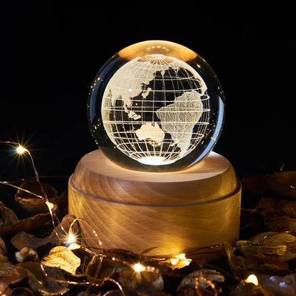 DecorBites™ Crystal Ball Music Box: Rotating Light Projection, Birthday & Valentine's Day Gift