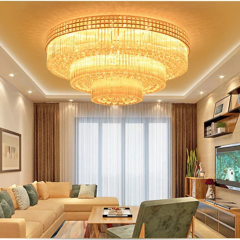 DecorBites™ Crystal LED Chandelier: Light Luxury Ceiling Lamps for Living Room, Bedroom, Kitchen, Hotel