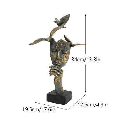 DecorBites™ Golden Mask Bird Figurine Statue for Home Office Decor