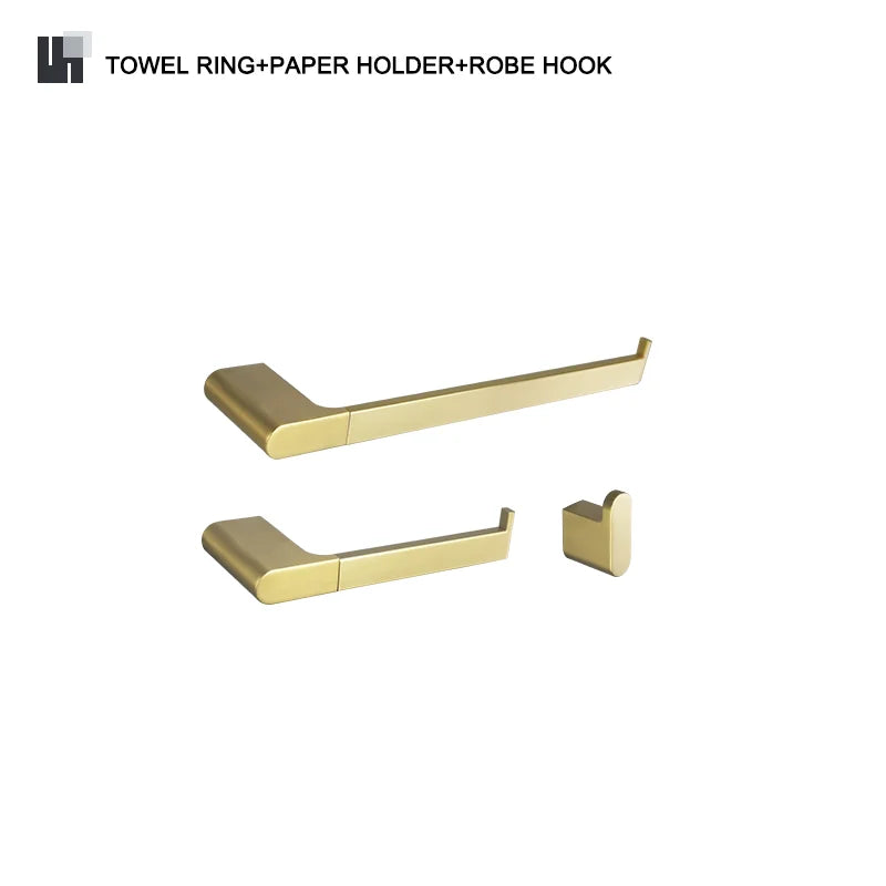 Decorbites™ Gold-Badaccessoires-Set: Handtuchstange, Toilettenpapierhalter, Handtuchhalter, Haken