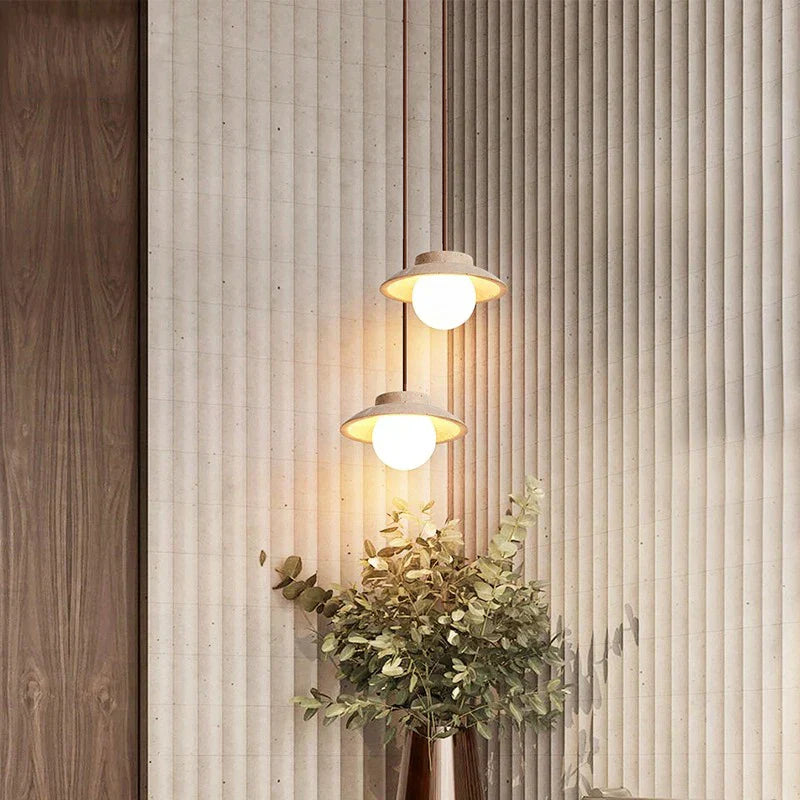 DecorBites™ Cream Stone Chandelier Pendant Lamp - Nordic Style Bedroom Hanging Light