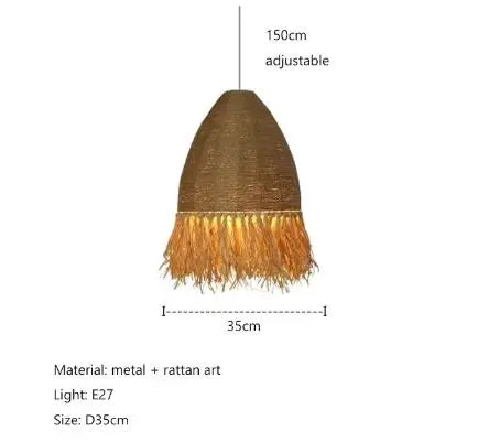 Decorbites™ Handgefertigte Rattan-Hängeleuchte für Wohnzimmer, Schlafzimmer – Japanischer Stil