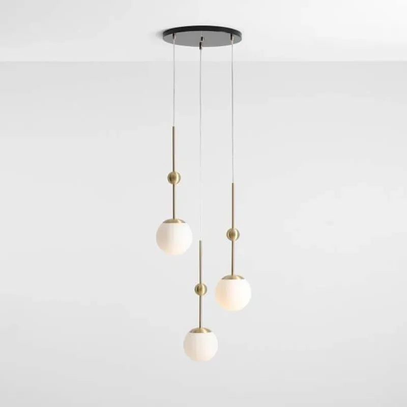 Gold Glass 3-Head Chandelier
