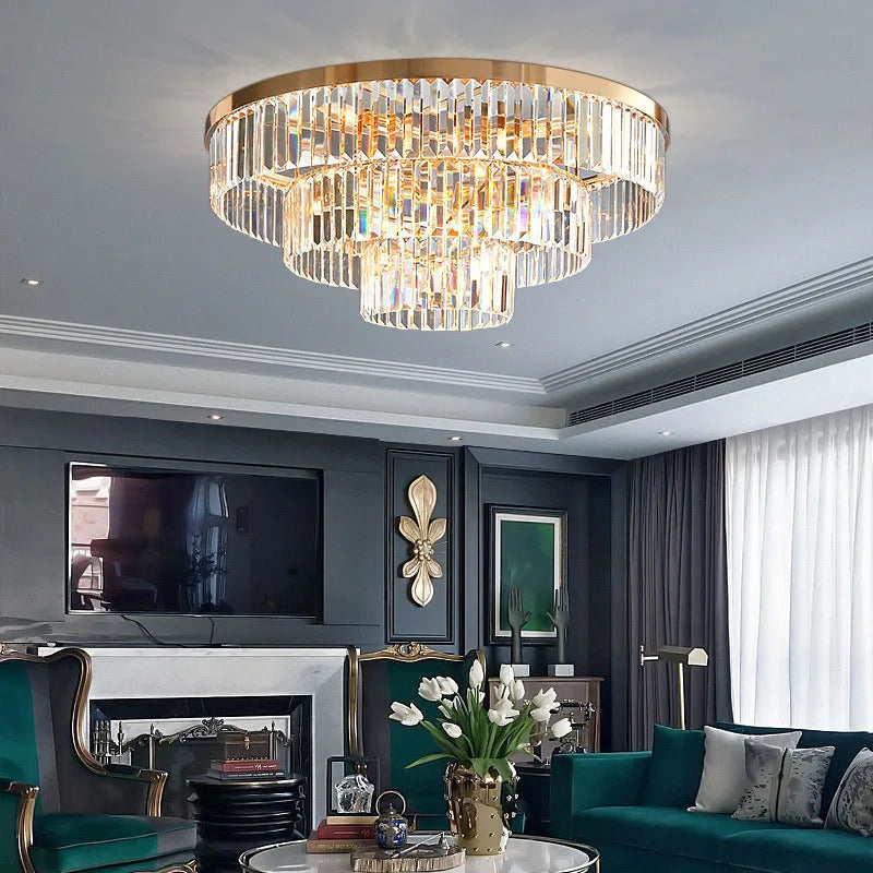 Gold Crystal Ceiling Fixture 60cm Diameter