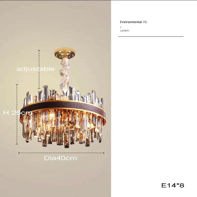 Decorbites™ Kristall-Leder-Kronleuchter | Moderne LED-Leuchter für Wohnzimmer & Esszimmer