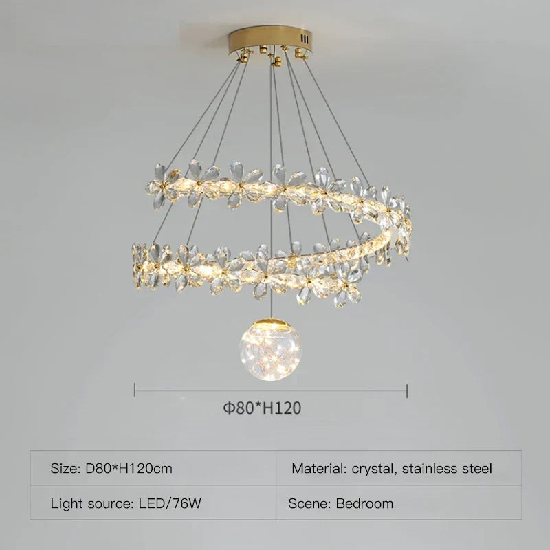 Decorbites™ Gold Kristall Spirale Kronleuchter LED Hängeleuchten für die Heimdekoration
