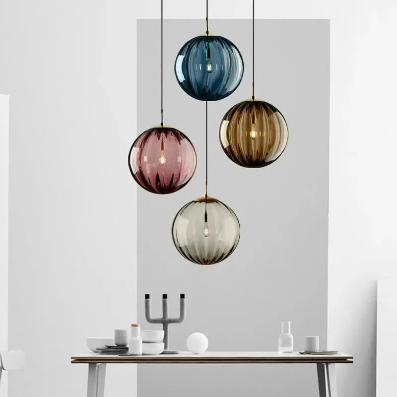 Nordic White Glass Globe Pendant Light