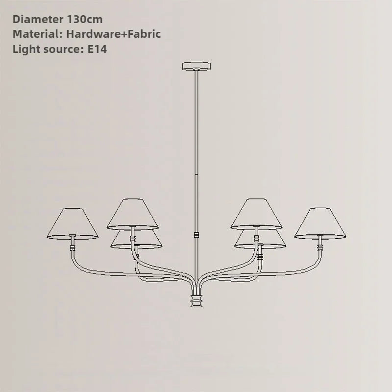 Vintage Cloth Pendant Light With Iron Finish