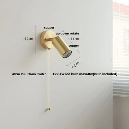 DecorBites™ LED Walnut Wood Wall Light Fixture Clear Glass Sconce Bedside Lamp