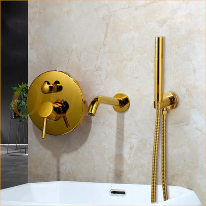 Decorbites™ Bürsten-Gold Badezimmer Dusche Badewanne Armatur Wandmontage Goldplattierter Mischbatterie Hahn