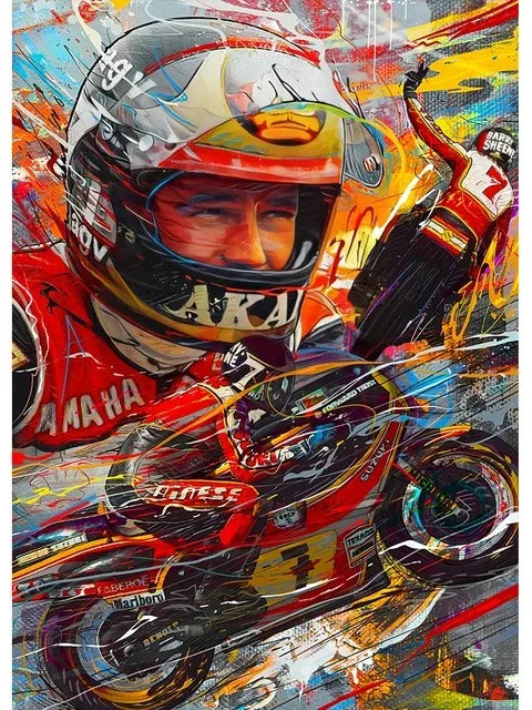 Valentino Rossies Motorcycle Racer Poster Sports Car Racer Portrait Prints Canvas Painting Wall Art for Home Living Room Decor