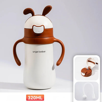 Decorbites™ Kinder Edelstahl-Thermobecher mit Trinkhalm, 320 ml süßer Wasserflasche