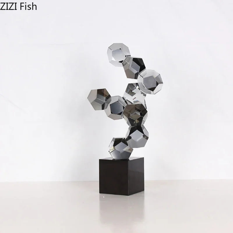 DecorBites™ Geometric Crystal Ball Desk Ornament: Abstract Crafts Crystal Artwork for Aesthetic Room Decor