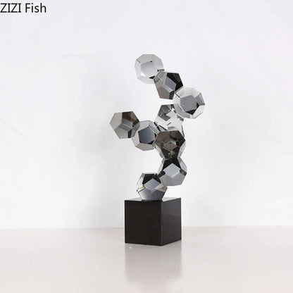 DecorBites™ Geometric Crystal Ball Desk Ornament: Abstract Crafts Crystal Artwork for Aesthetic Room Decor