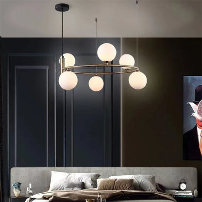 DecorBites™ Glass Ball Pendant Chandelier, Adjustable Height, Modern Nordic Design