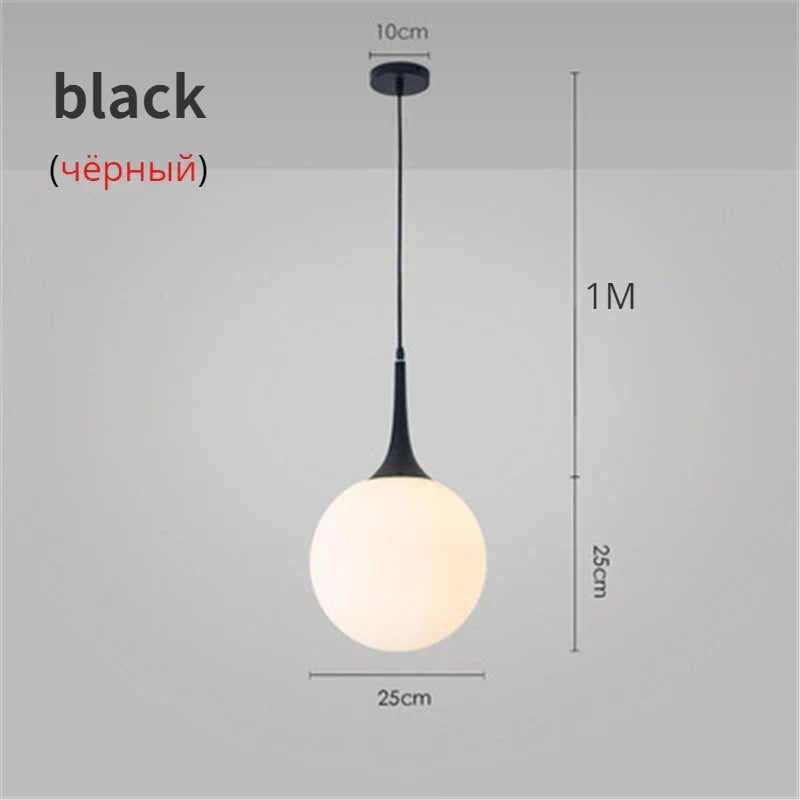 Decorbites™ Glas-Kugeln-LED-Hängeleuchten für modernes Wohnzimmer, schwarze/weiße Hornarmaturen