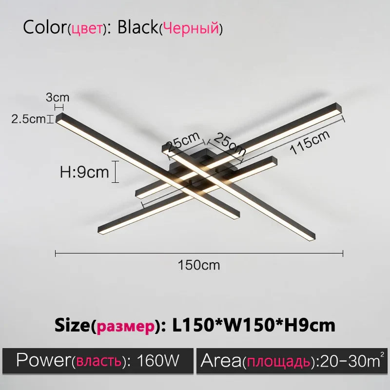 Decorbites™ Schwarze LED-Deckenleuchte Chandelier: Nordisch-minimalistisches Quadratisches Schlafzimmer-Wohnzimmer-Beleuchtung