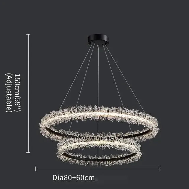 Decorbites™ Kristall-Gold-Ring-LED-Kronleuchter für die Heimdekoration im luxuriösen Wohnzimmer, Esszimmer und Schlafzimmer