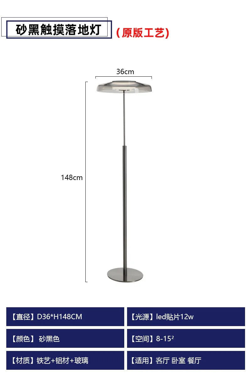 Decorbites™ DORA Glas-Tischleuchte Touch-LED Dekorative Schreibtischlampe Rot/Grau Schlafzimmer Wohnzimmer