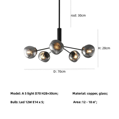 Decorbites™ Graue Lava-Glas-Hängeleuchte LED-Pendellampe Modernes Nordisches Design