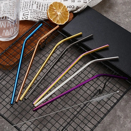 Decorbites™ 304-Edelstahl-Wiederverwendbare-Trinkhalme-Set für Getränke – Umweltfreundliche Metall Gebogene & Gerade