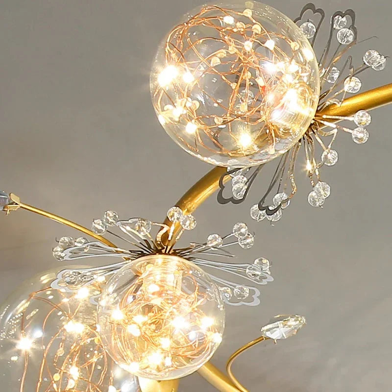 Gold Crystal Glass Ball Chandelier