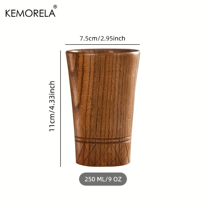 Decorbites™ Handgefertigte natürliche Holzteetassen - Set aus 2 | Japanische Stil-Tassen für Tee, Kaffee, Bier, Milch, Wasser