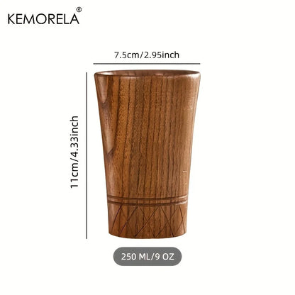 Decorbites™ Handgefertigte natürliche Holzteetassen - Set aus 2 | Japanische Stil-Tassen für Tee, Kaffee, Bier, Milch, Wasser