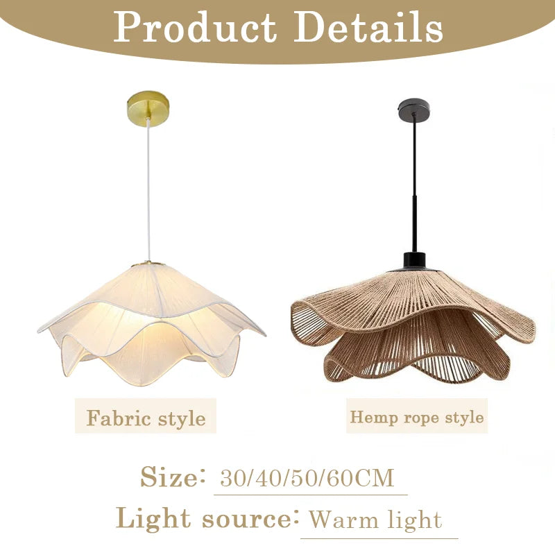 Modern Flower Fabric Pendant Light With Warm Glow