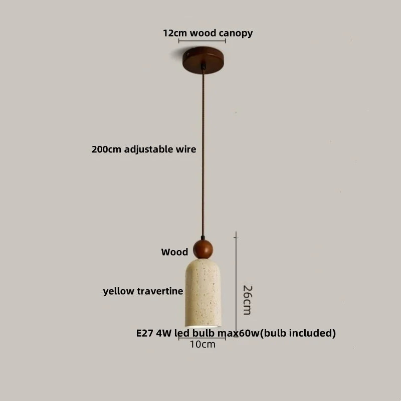 Travertine Globe Pendant Light With White Glass