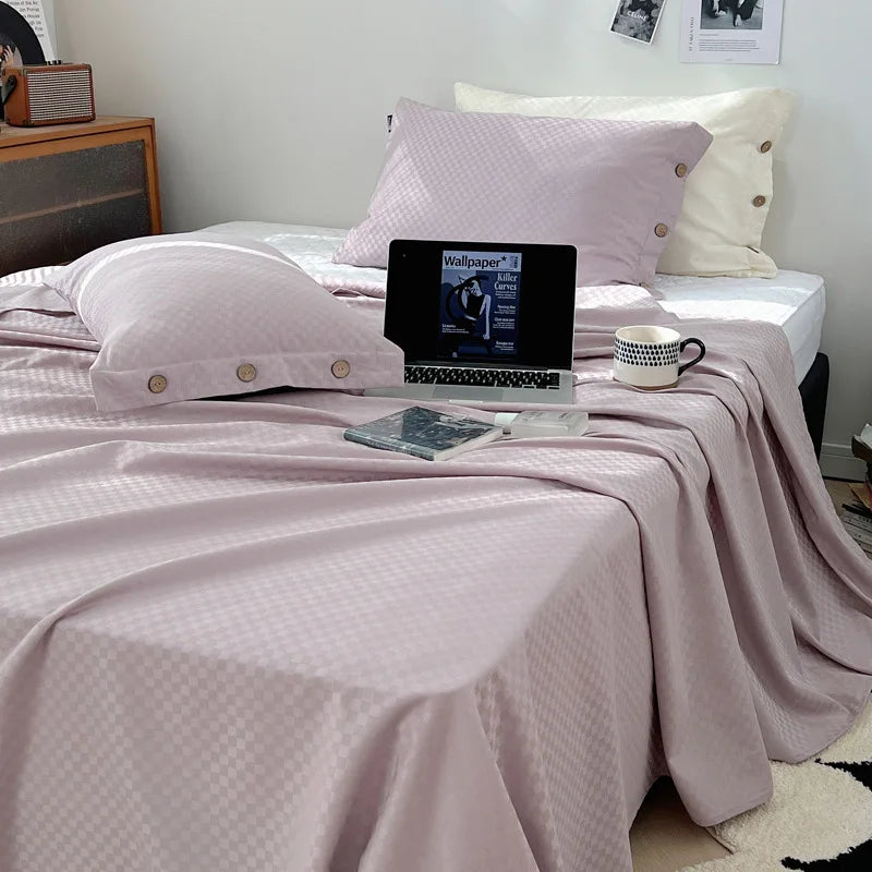 DecorBites™ Luxe Cotton Satin Stripe Bed Sheet Set with 2 Pillowcase