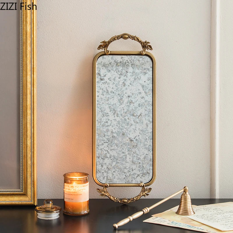 DecorBites™ Golden Glass Tray Branch Storage Cosmetics Organizer Jewelry Display Plate