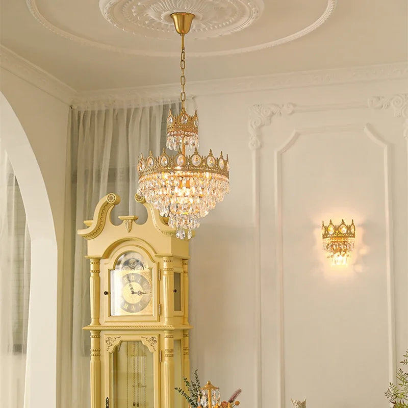 Decorbites™ Kristallkrone-Kronleuchter LED-Hängeleuchte für Wohnzimmer und Schlafzimmer – Moderne Luxus Vintage Französische Beleuchtung