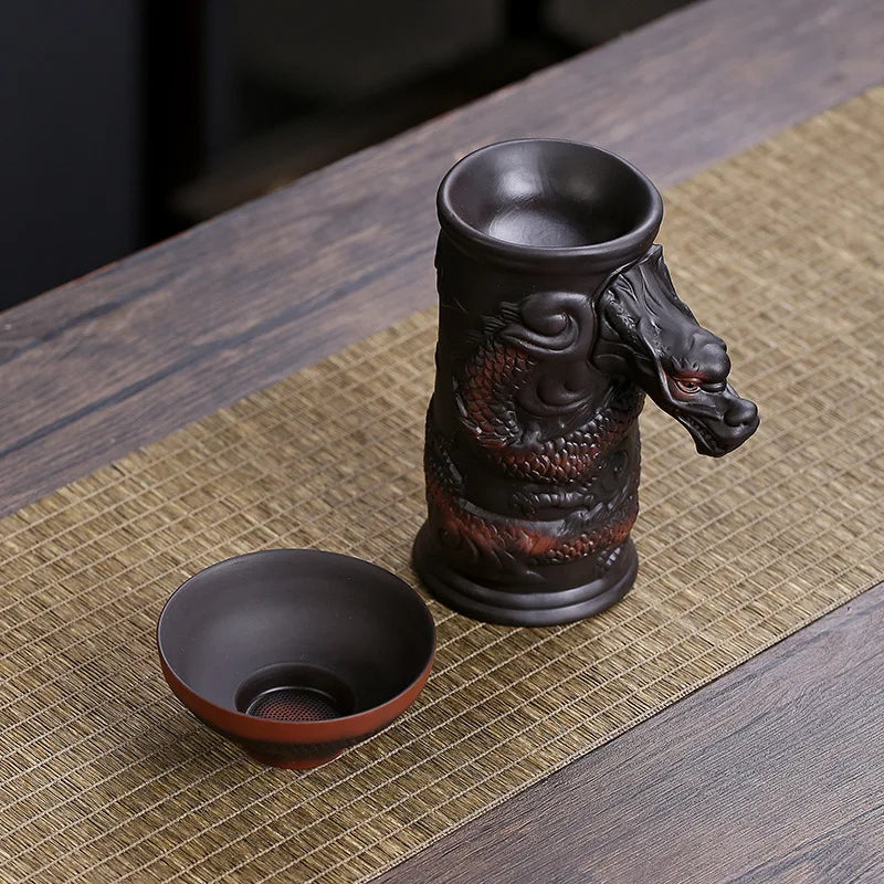 Decorbites™ Drachen-Teeblatt-Trichterfilter für Kung-Fu-Tee, Keramik-Tischdekoration