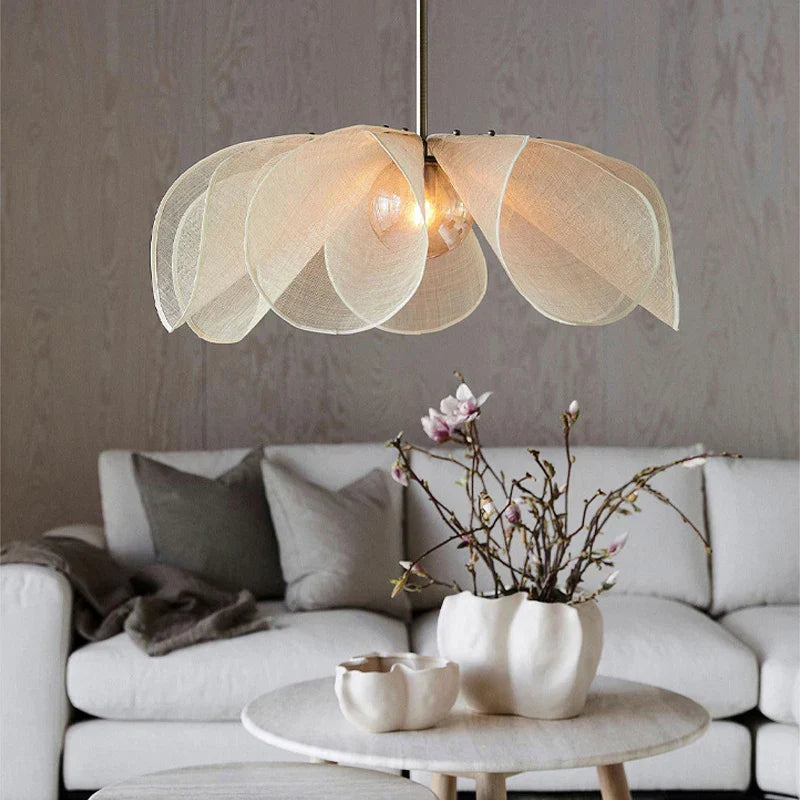 Decorbites™-Creme-Stoff-Blumen-Kronleuchter LED-Esszimmertisch-Hängeleuchte